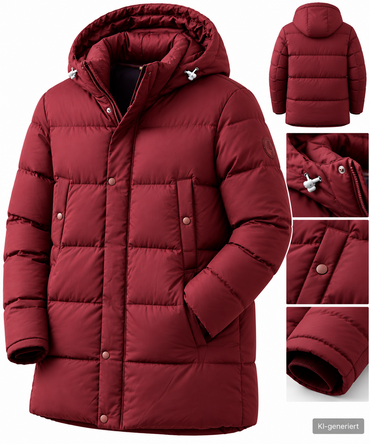 STRANDFEIN Menswear Herren Steppjacke Gr. 56 Weinrot Winterjacke Kapuze  Z