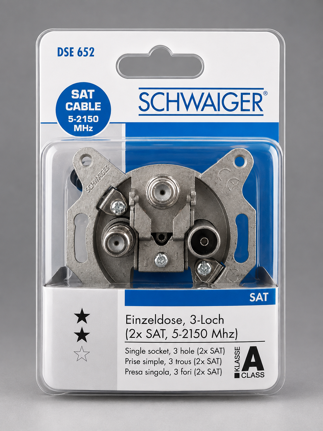 Schwaiger DSE652 3-Loch SAT Antennendose 2x F-Buchse TV FM Einzeldose A5