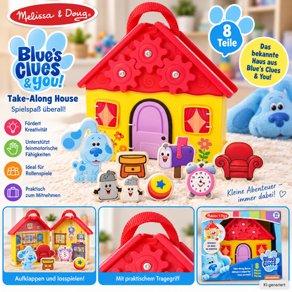 Melissa & Doug Blue's Clues & You Holzhaus Sortierspiel 8 Teile ab 18 Monate D6