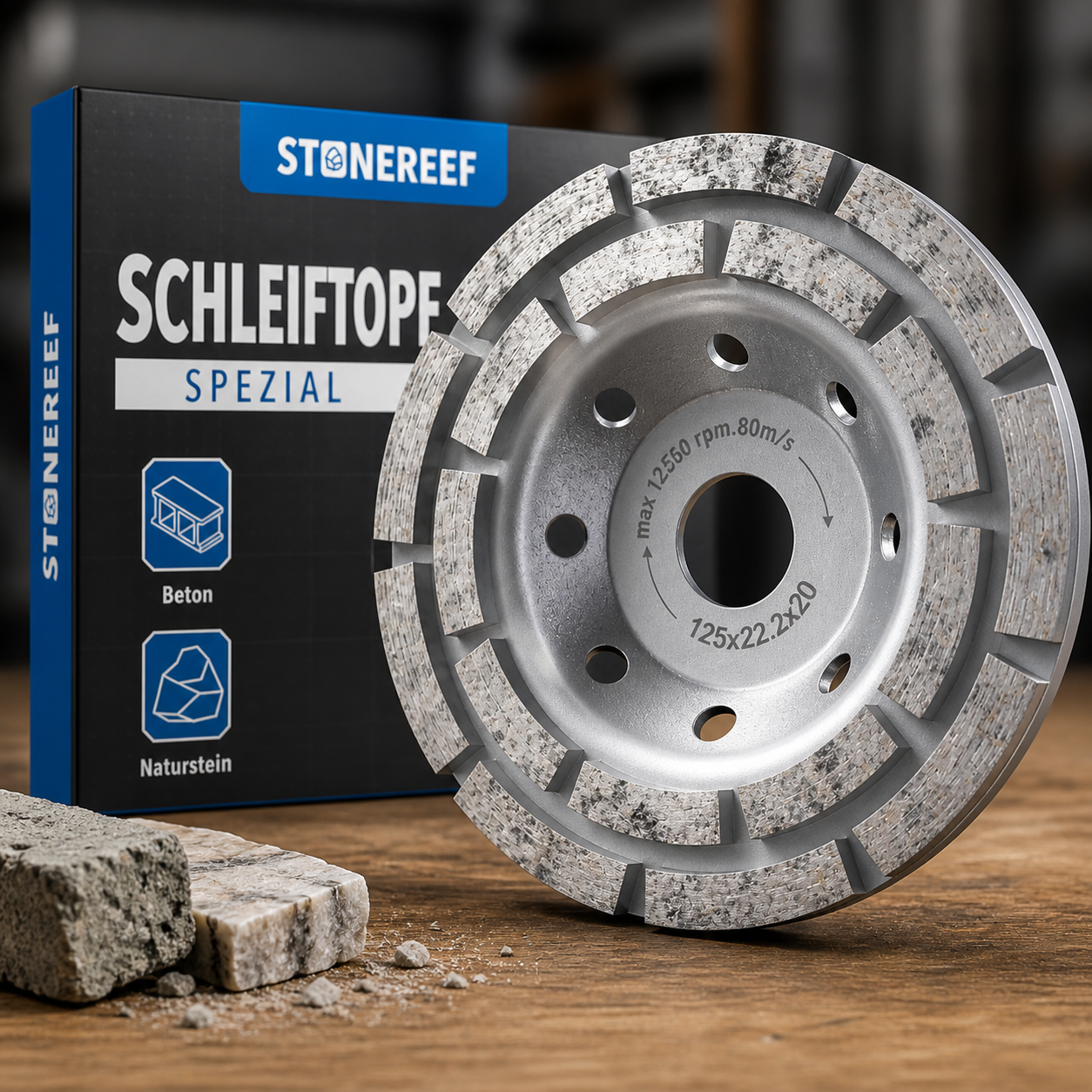 Diamant Schleiftopf 125mm Beton Schleifscheibe Frässcheibe Stein