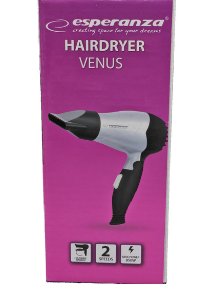 Esperanza Venus Haartrockner 850W Föhn Reiseföhn Klappgriff 2 Stufen EBH002S C1