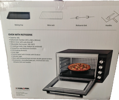 Kalorik TKG OT 2035 CRL Backofen mit Drehspieß Umluft 45L 1400W Grill Ofen HA25