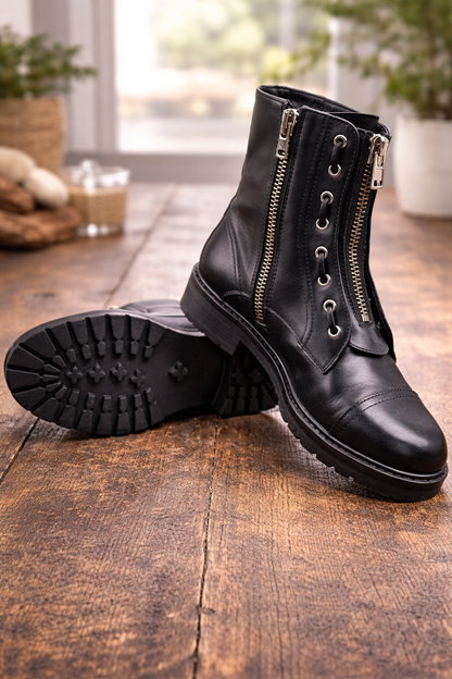 AllSaints Ariel Zip Boot Damen Leder Schwarz Gr. 40 Stiefeletten