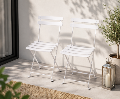 Mano Gartenstuhl 2er Set Metall weiß Terrasse Balkon Outdoor Stühle
