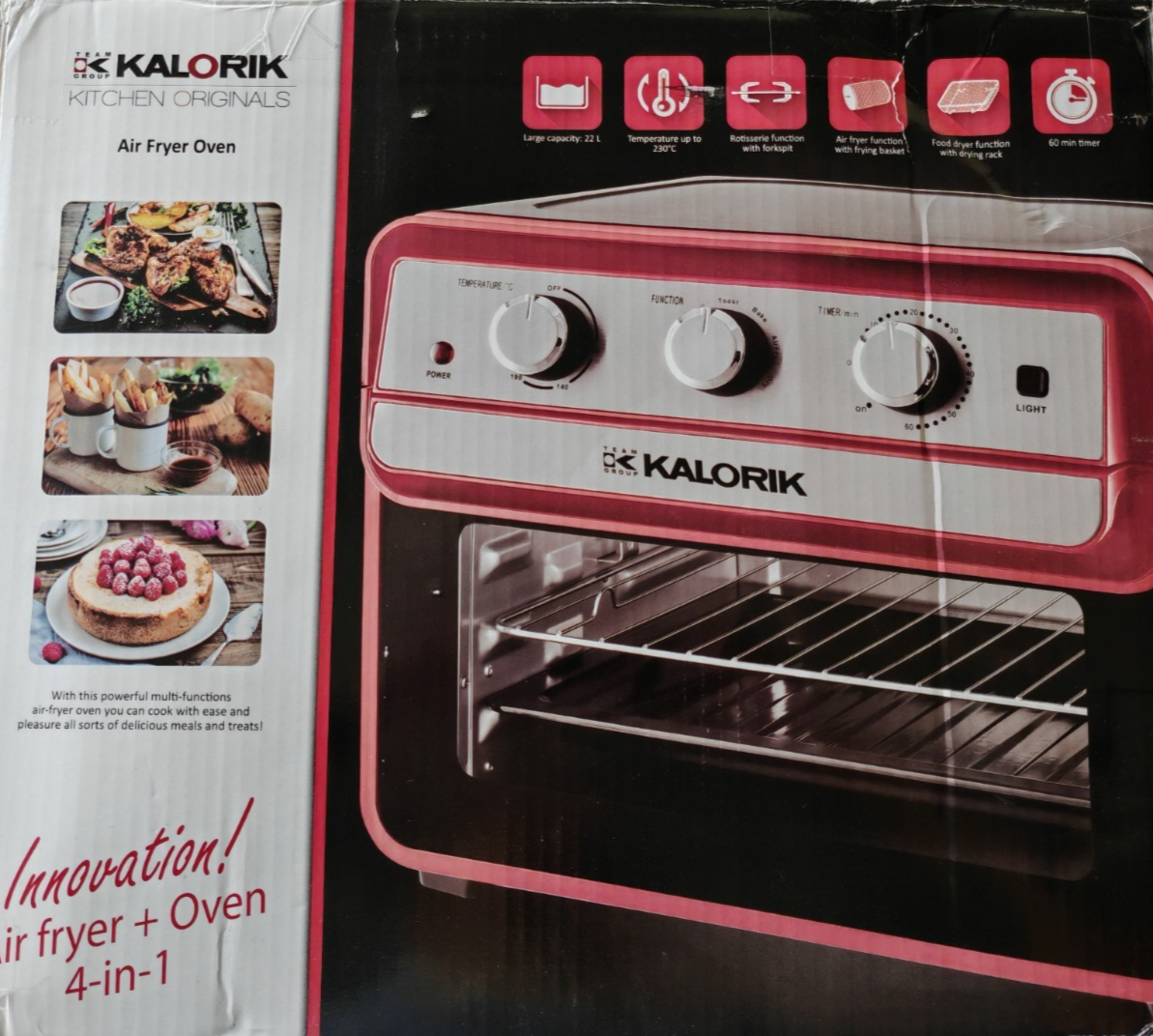 Kalorik TKG AFO 2000 RD 4in1 Air Fryer Ofen Heißluftfritteuse 22L 1700W Pal2