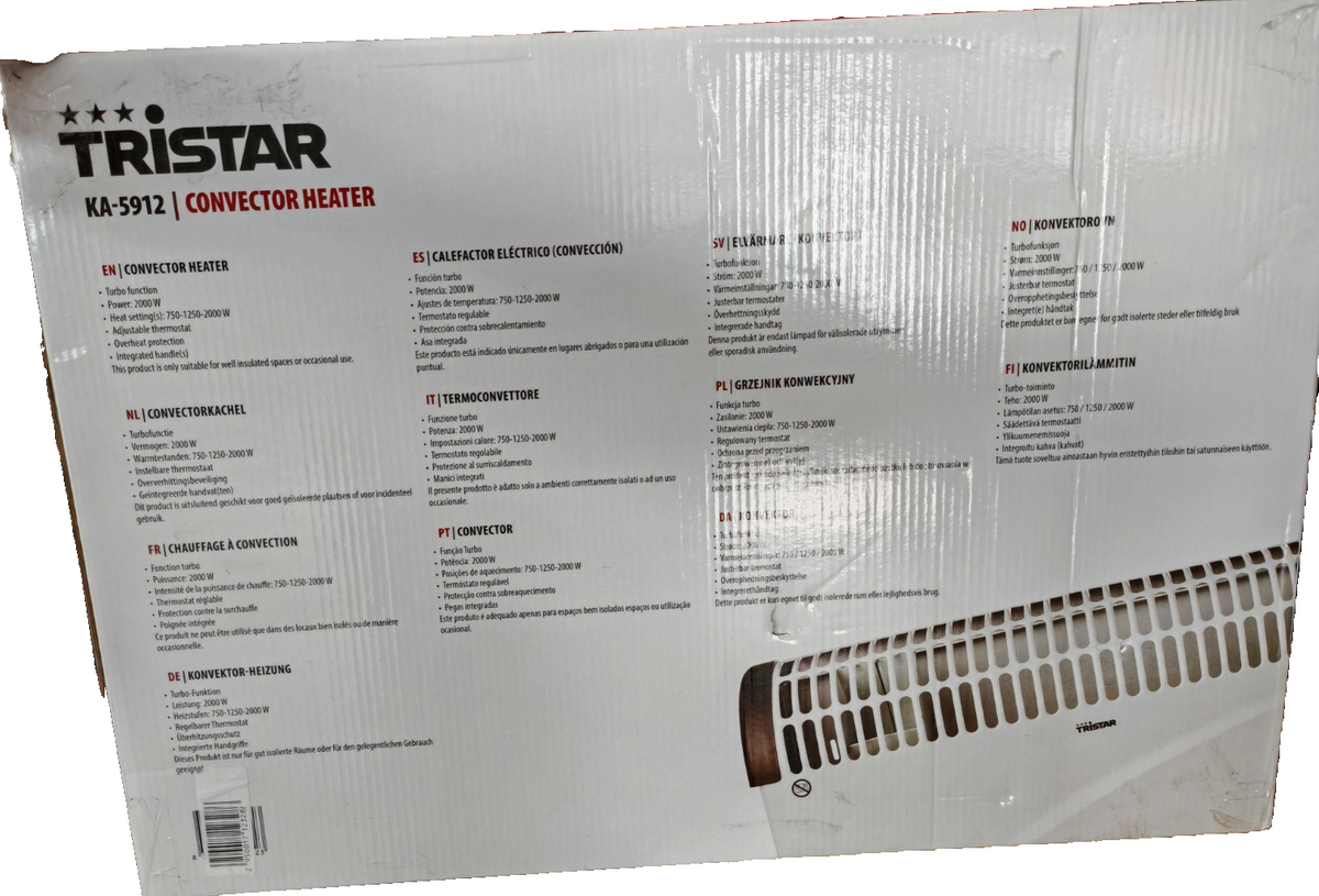 Tristar KA-5912 Konvektor Heizung 2000W Turbo Thermostat 3 Heizstufen Weiß HA28
