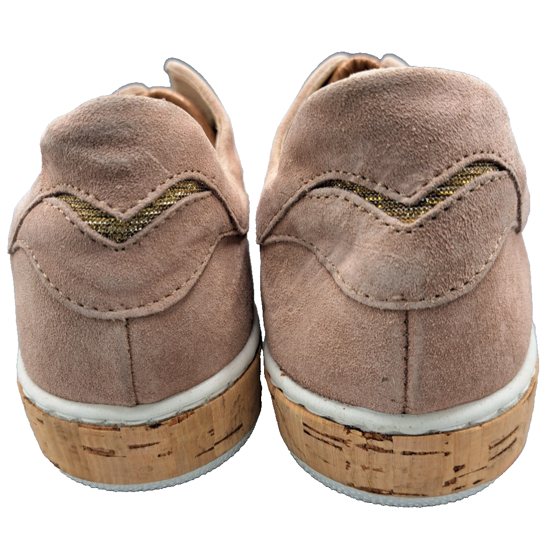 MANAS Damen Slipper Gr. 37 Rosa Veloursleder Sneaker Korksohle Slip On G2