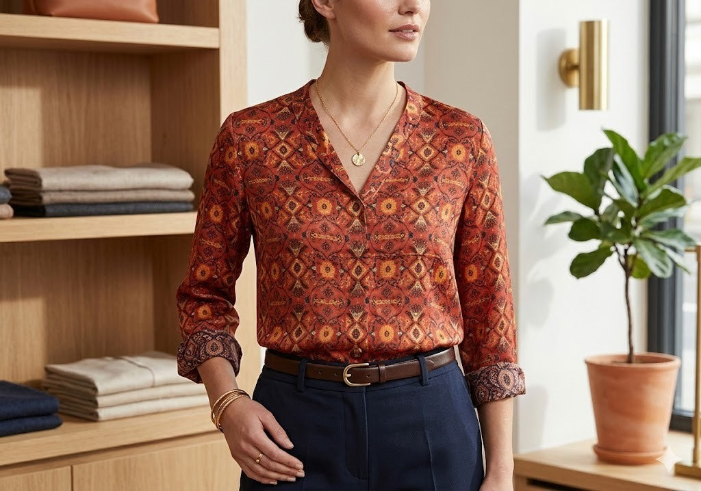 Souls by Eywasouls Bluse 1/1 Arm Terracotta Gemustert Damen