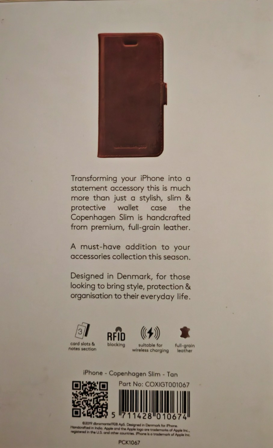 dbramante1928 Copenhagen Slim iPhone 11 Pro Leder Wallet Case Tan RFID A9
