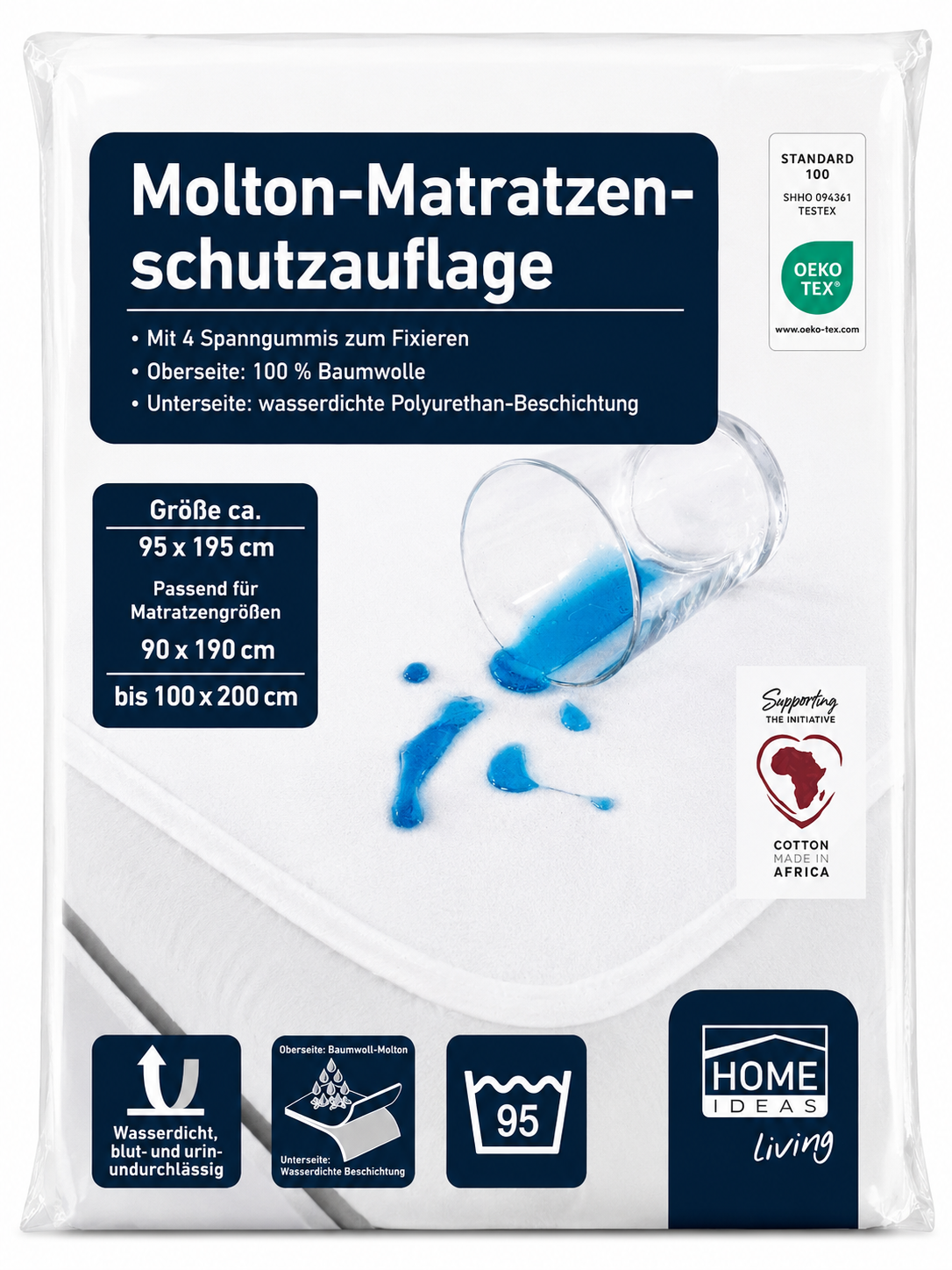HOME IDEAS Molton Matratzenschoner 90x190–100x200 cm Wasserdicht Baumwolle E5