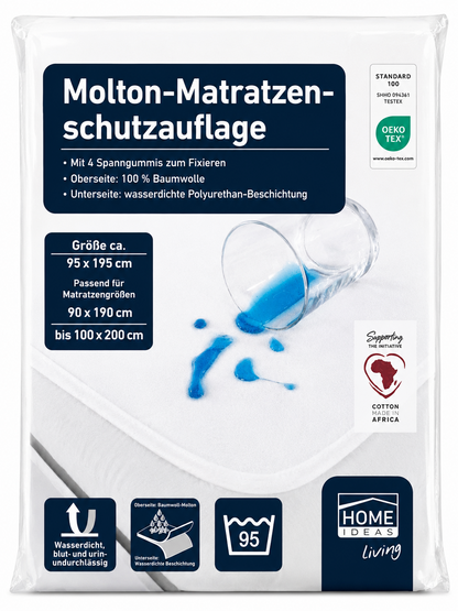 HOME IDEAS Molton Matratzenschoner 90x190–100x200 cm Wasserdicht Baumwolle E5