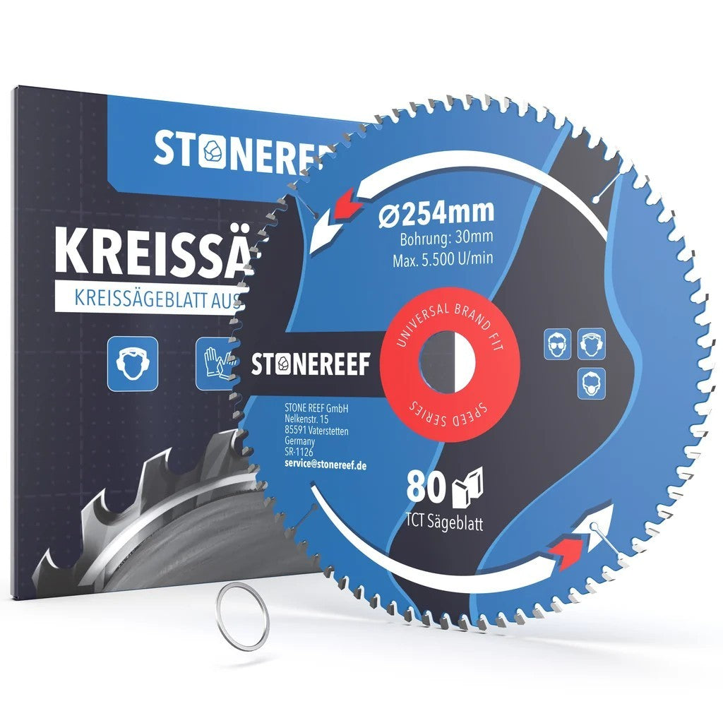 STONEREEF Kreissägeblatt 254x30mm 80 Zähne TCT Holz Sägeblatt SR-1126