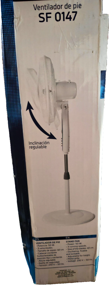 Orbegozo SF0147 Standventilator 50W 40cm 3 Stufen höhenverstellbar Weiß HO-A14
