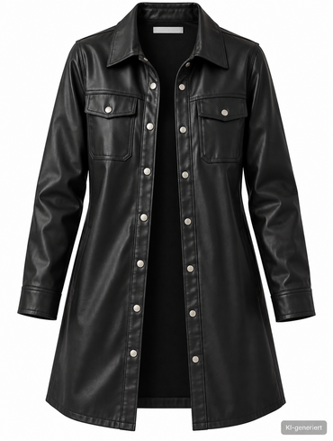 ICONIC Marina Hoermanseder Damen Jacke Gr. 44 Schwarz Lederoptik Longjacke D3
