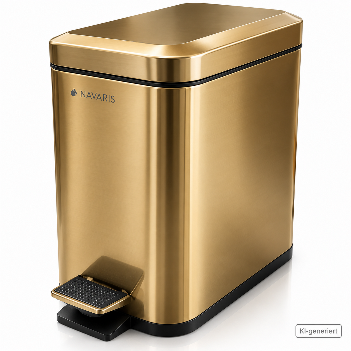 Navaris Mülleimer 5L Gold Quadratisch Treteimer Bad WC Soft Close Edelstahl HA6