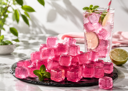 Trendsforever 50x Mehrwege Eiswürfelformen Rosa Silikon Eiswürfelbereiter B7