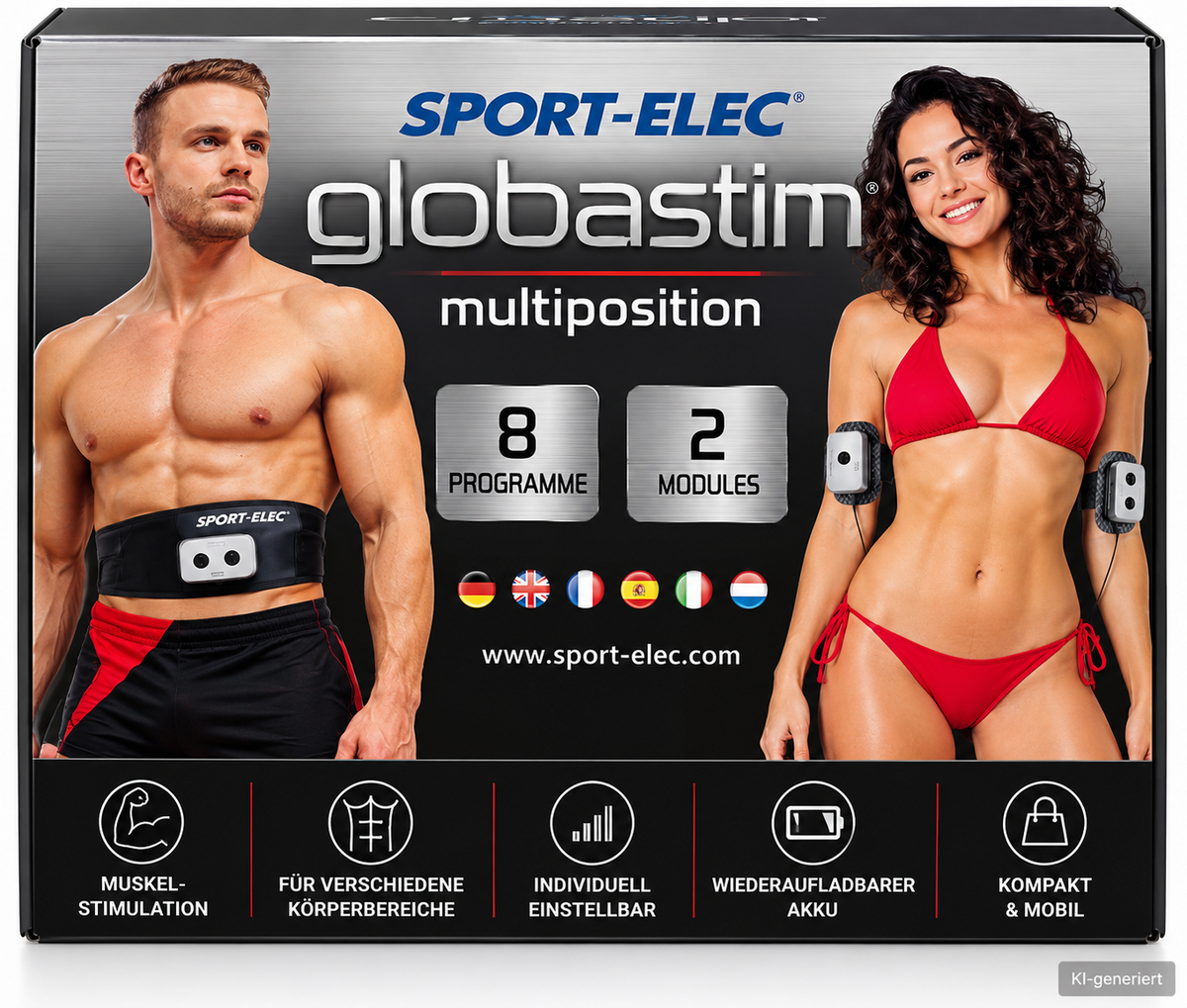SPORT-ELEC GlobalStim EMS Elektrostimulator Muskelstimulator 8 Programme E2