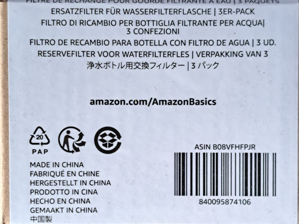 Amazon Basics Ersatzfilter für Wasserflasche mit Filter (3er-Pack)
