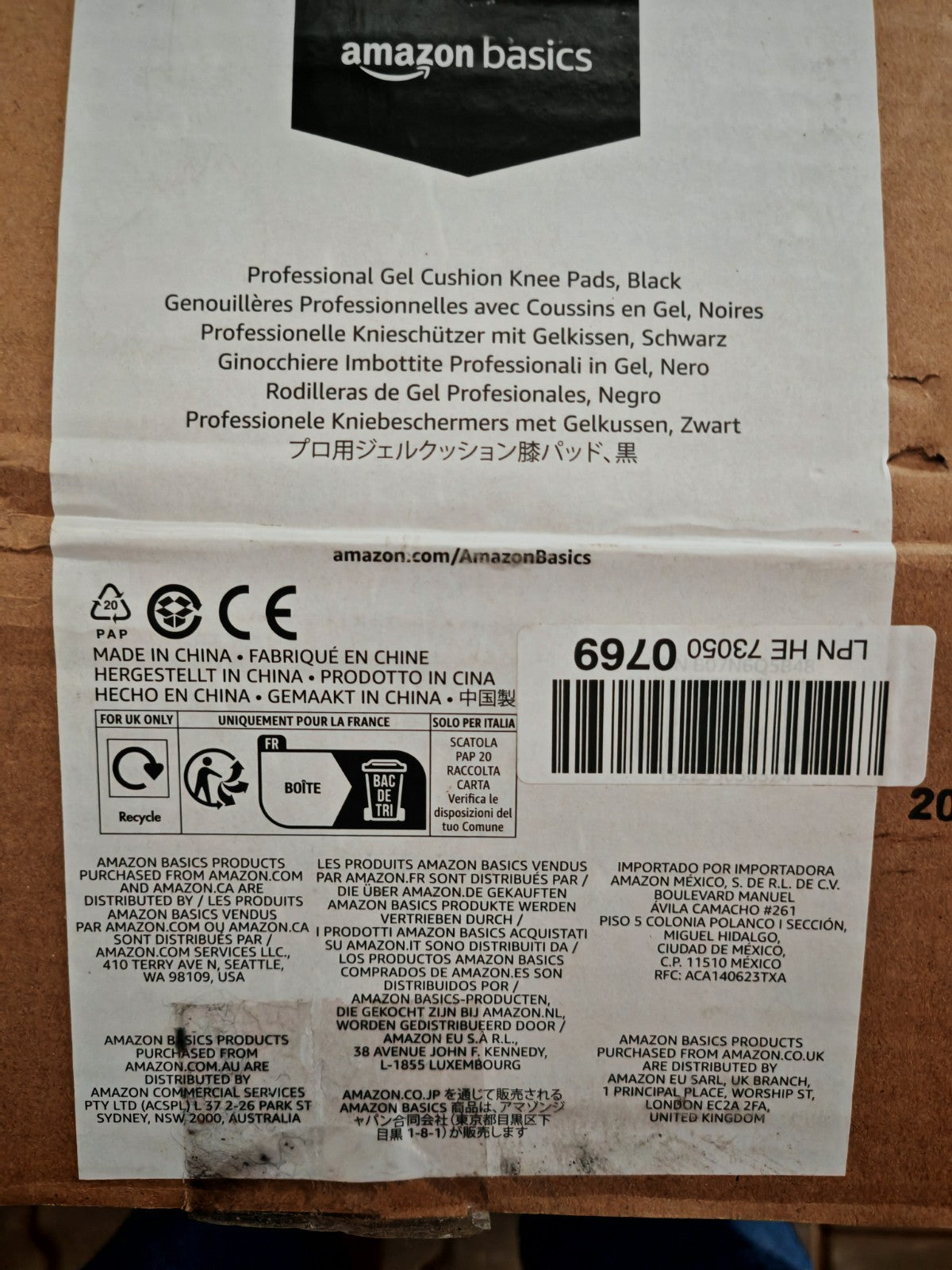 Amazon Basics Knieschoner Gelpolster Schaumpolster Verstellbar Arbeit Garten A1