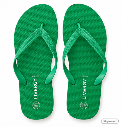 LIVERGY Herren Zehentrenner Gr. 42/43 Grün Badeschuhe Flip Flops Neu G2