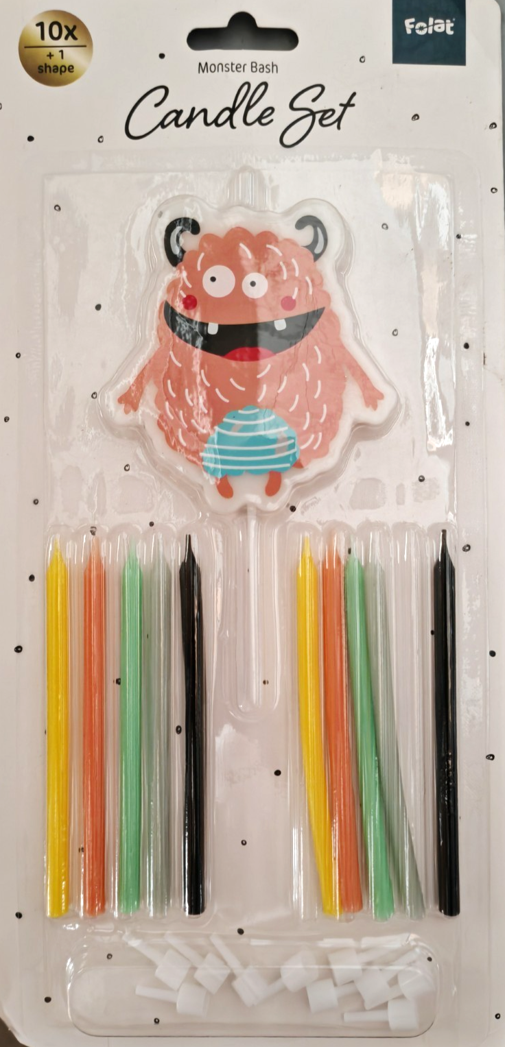 Folat Monster Bash Geburtstagskerzen Set 11-teilig Monster Kuchenkerzen Bunt D6