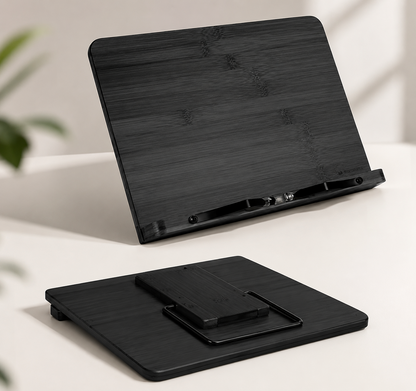Navaris Buchständer Bambus Buchhalter Tablet Halter iPad Ständer Schwarz E6