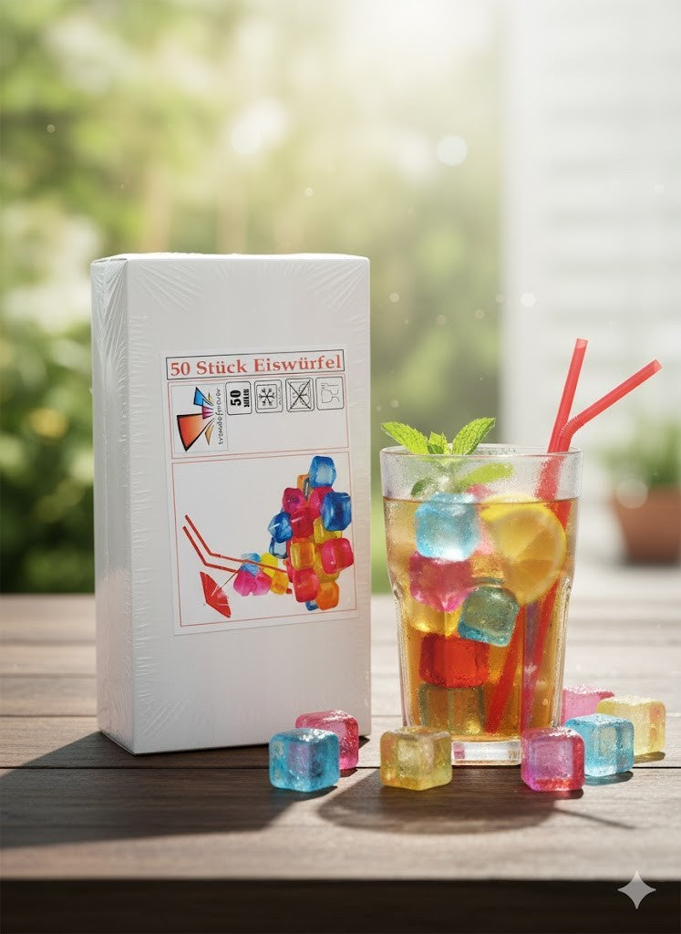 trends4ever 50 Eiswürfel bunt gemixt Party wiederverwendbar