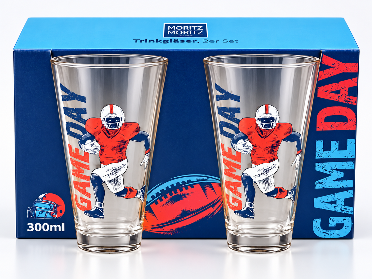 Moritz & Moritz Trinkgläser 2er Set 300ml American Football Game Day Gläser B6