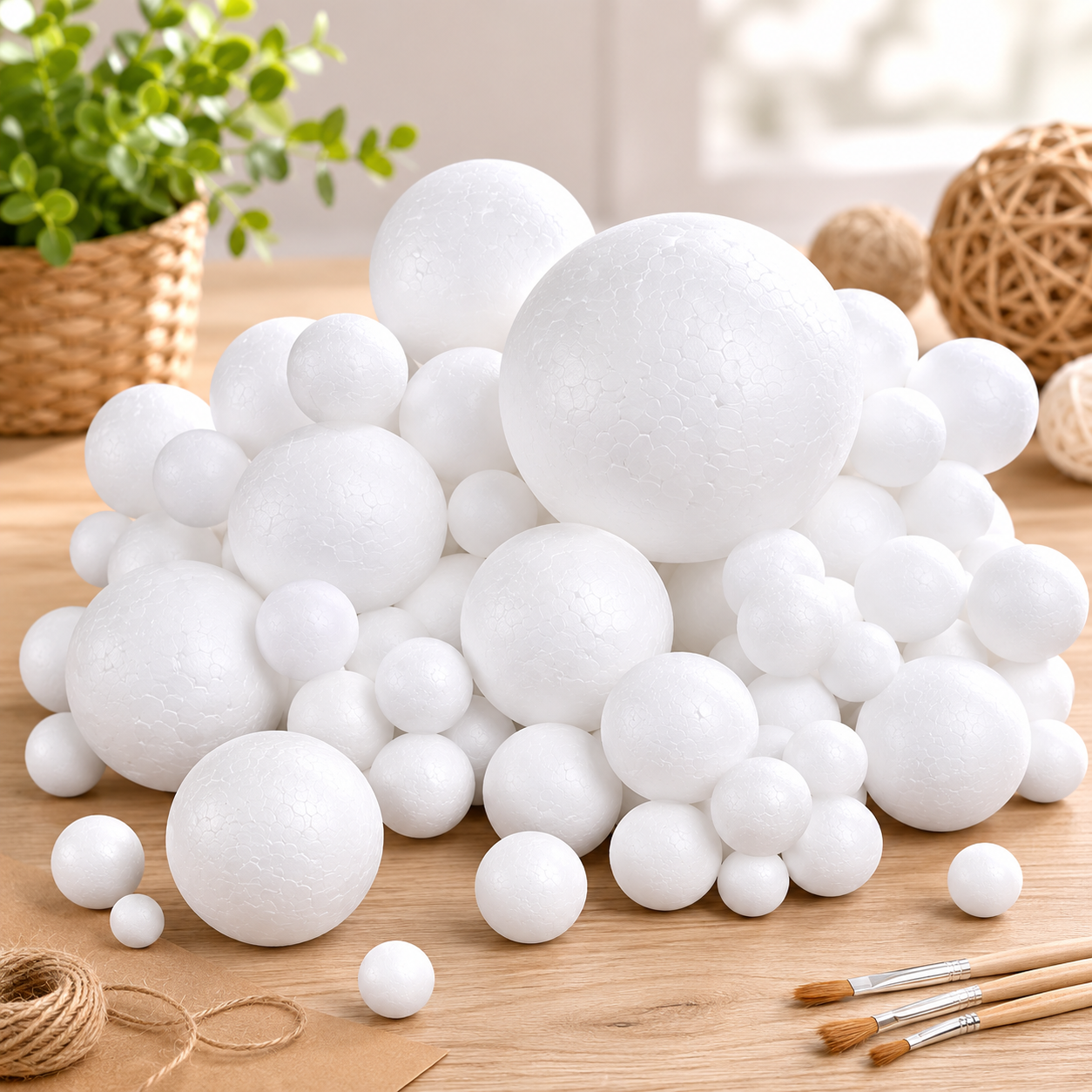 Belle Vous Styroporkugeln 88er Set 6 Größen Bastelkugeln Deko Weihnachten F5