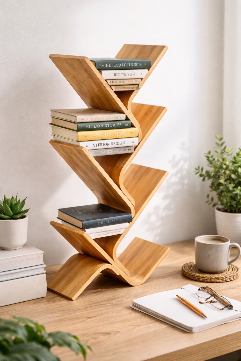 Navaris Bücherregal Bambus 108x59x20cm Standregal Holz Regal Aufbewahrung HO-A9
