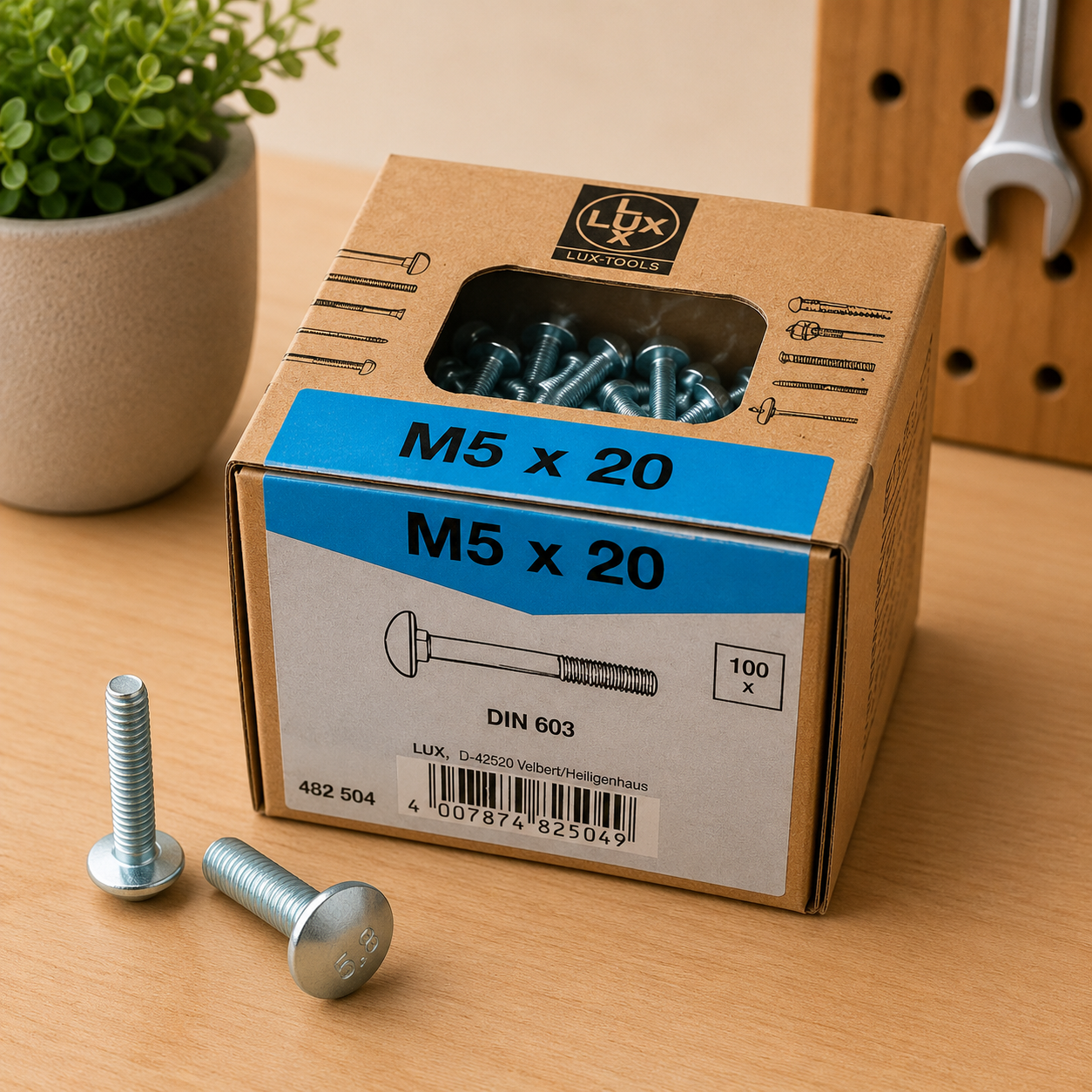 Lux Schlossschrauben verzinkt M5x20mm 100x Rundkopf metrisch Gewinde