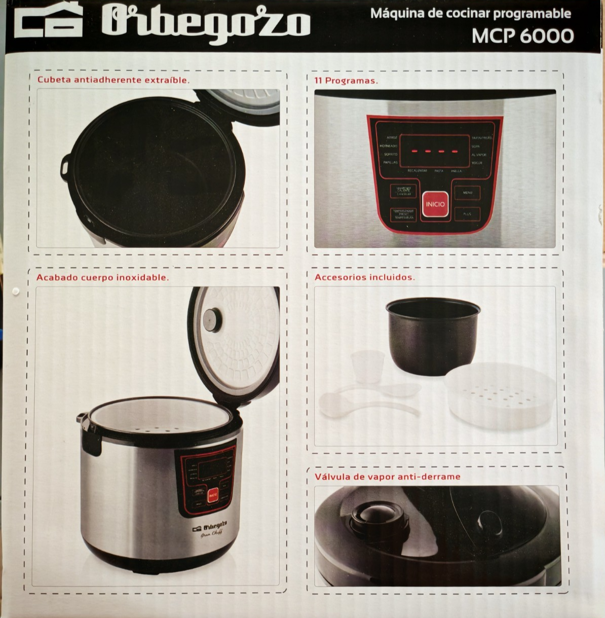 Orbegozo MCP 6000 Multikocher 5L 860W 11 Programme Reiskocher Edelstahl C-04