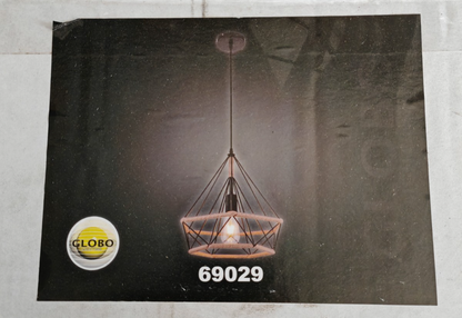 GLOBO ULLEU 69029 Hängeleuchte E27 Schwarz Hanfseil Ø38cm Pendelleuchte HA36