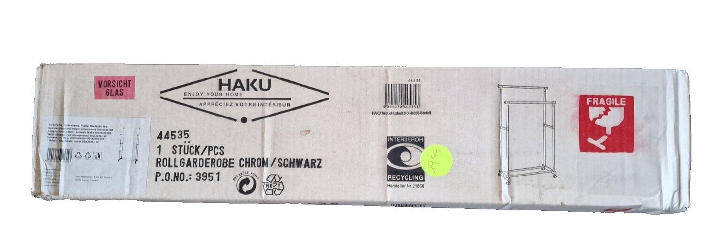 Haku Rollgarderobe Chrom/Schwarz Modell 3951 Garderobe Kleiderständer