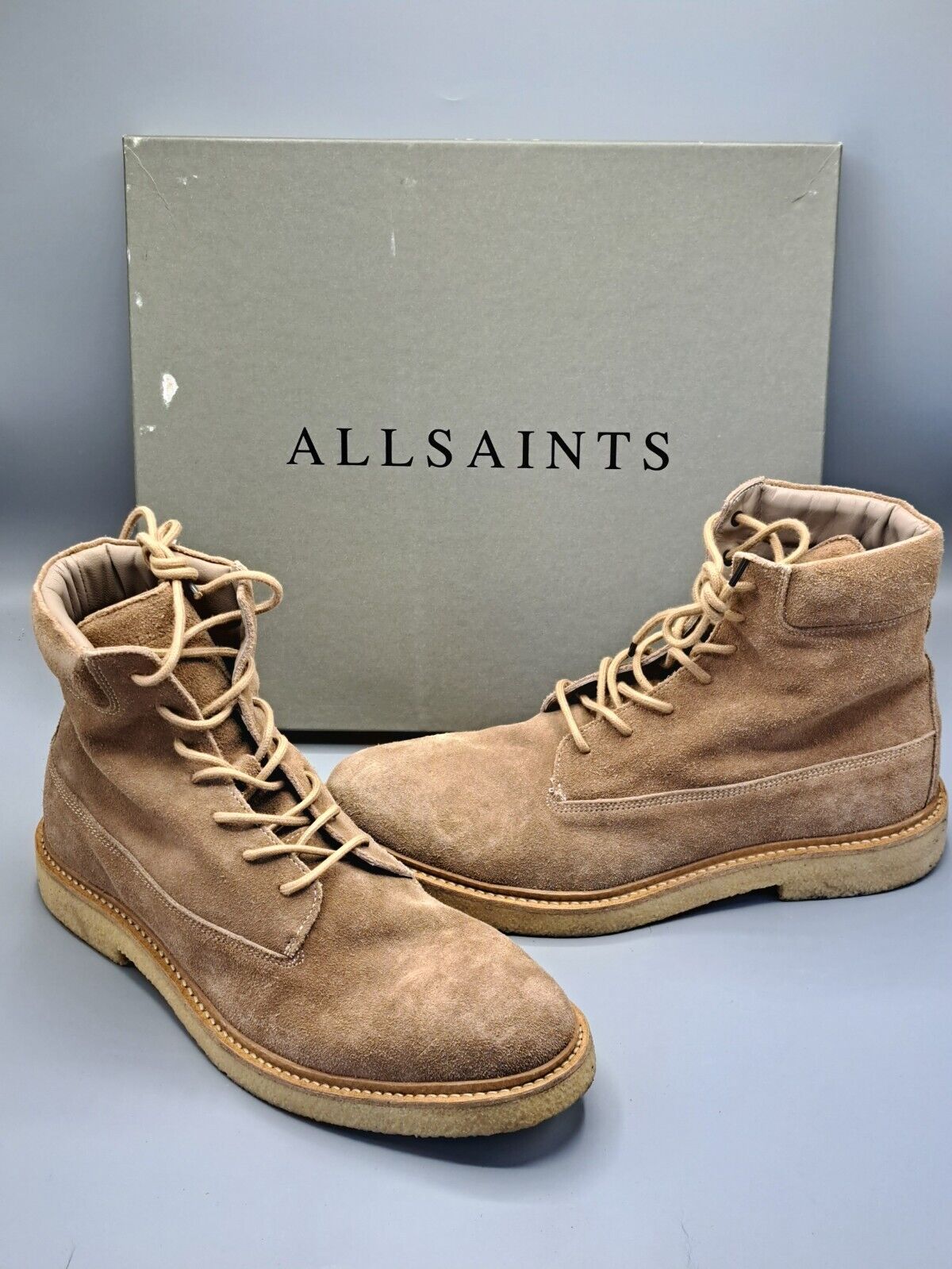 Allsaints Marco - Lace Up Boot - Suede - Taupe, Größe 43, Herren