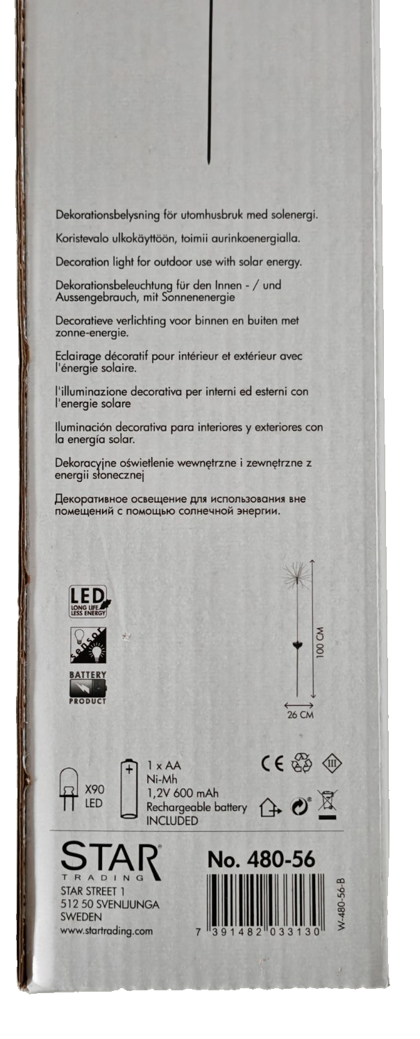 Star Trading Solar LED Feuerwerk Gartenstecker 100 cm Warmweiß 90 LEDs HA33
