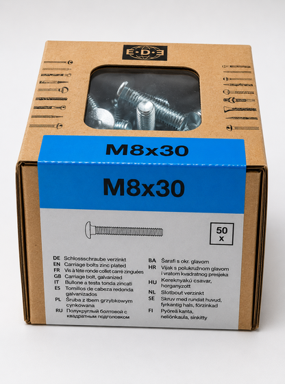 Lux Schlossschrauben verzinkt M8x30mm 50x Sechskant metrisch Gewinde