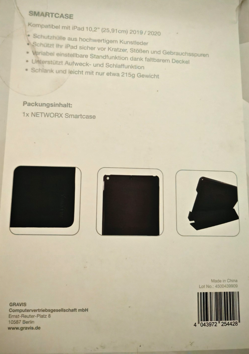 Networx Smartcase iPad 10,2 Zoll Schwarz Schutzhülle Tablet Hülle Smart Cover A7