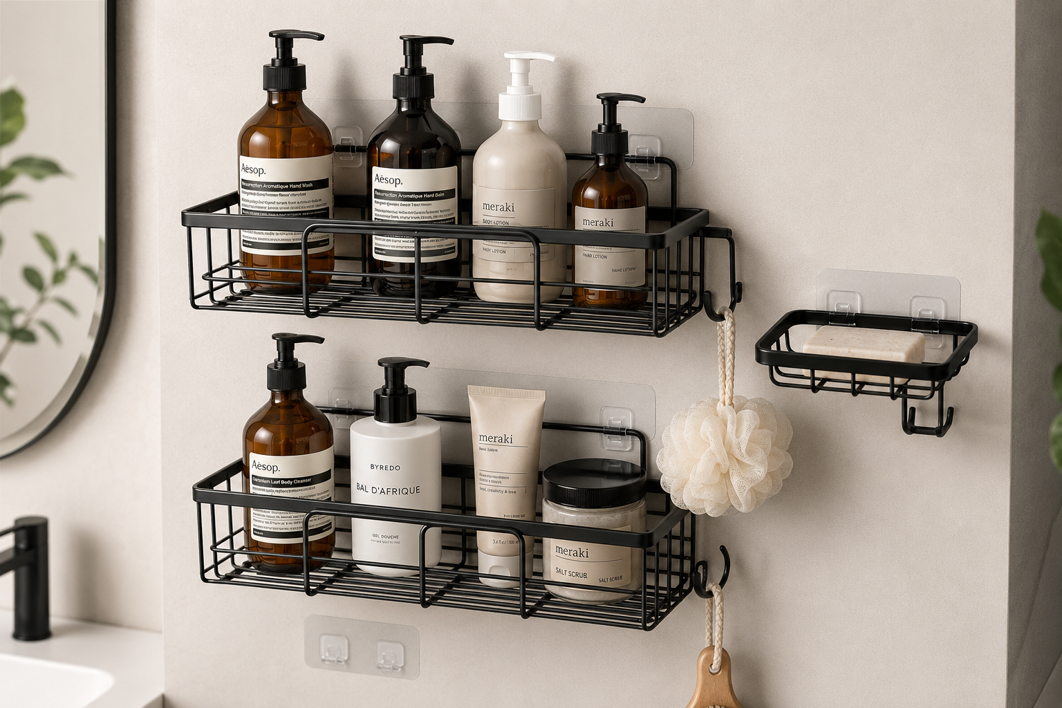 Belle Vous Bad Organizer Wandmontage Badezimmer Regal Duschablage Metall E2