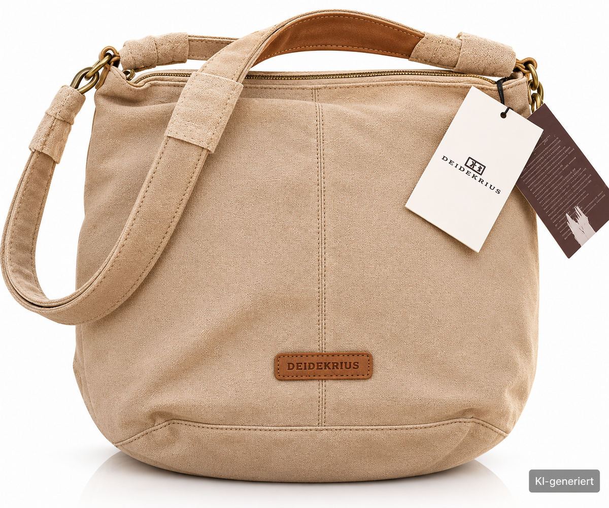 Desiderius Basic Maide Damen Handtasche Taupe Echtleder Schultertasche H2