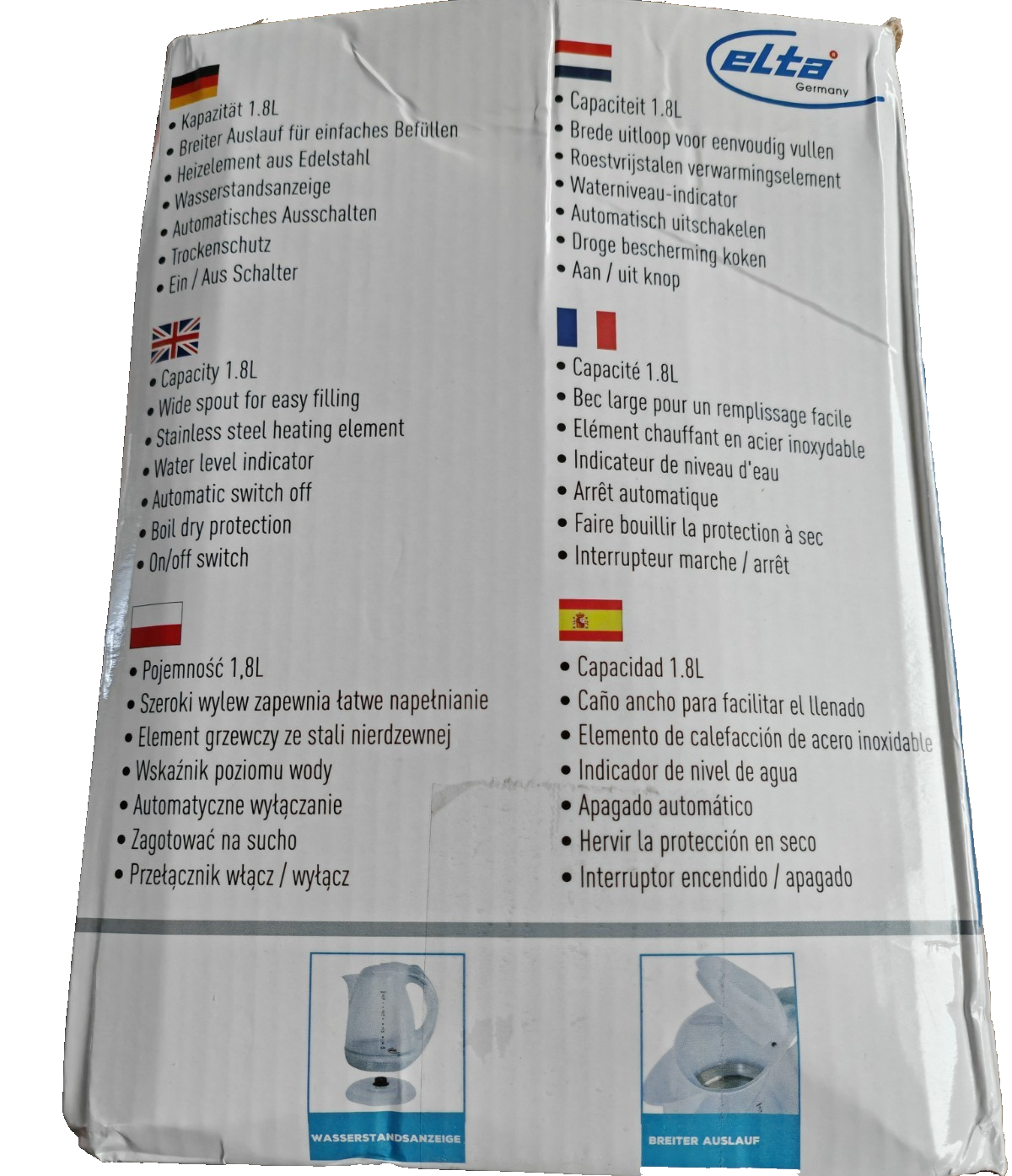 Elta Camping-Wasserkocher WK-2200.11 Transparent Kunststoff 1,8 L