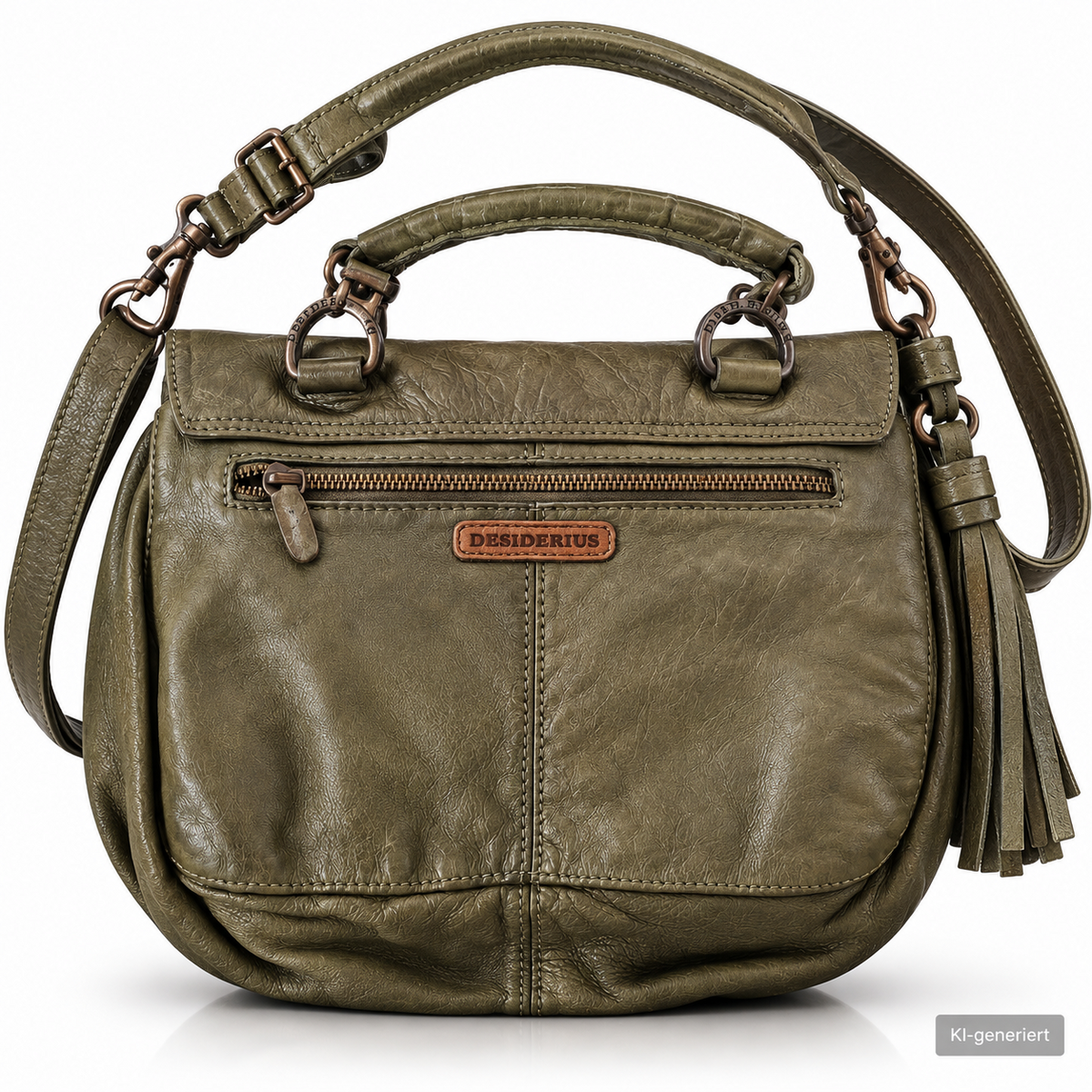 Desiderius Aemilia Ledertasche Olive Echtleder Umhängetasche Damen Vintage H2