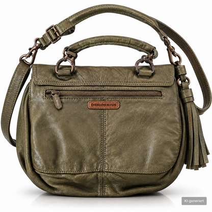 Desiderius Aemilia Ledertasche Olive Echtleder Umhängetasche Damen Vintage H2