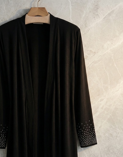 JERYMOOD HOMEWEAR Cardigan Mikrofaser 1/1-Arm Schwarz Gr. XXL Damen