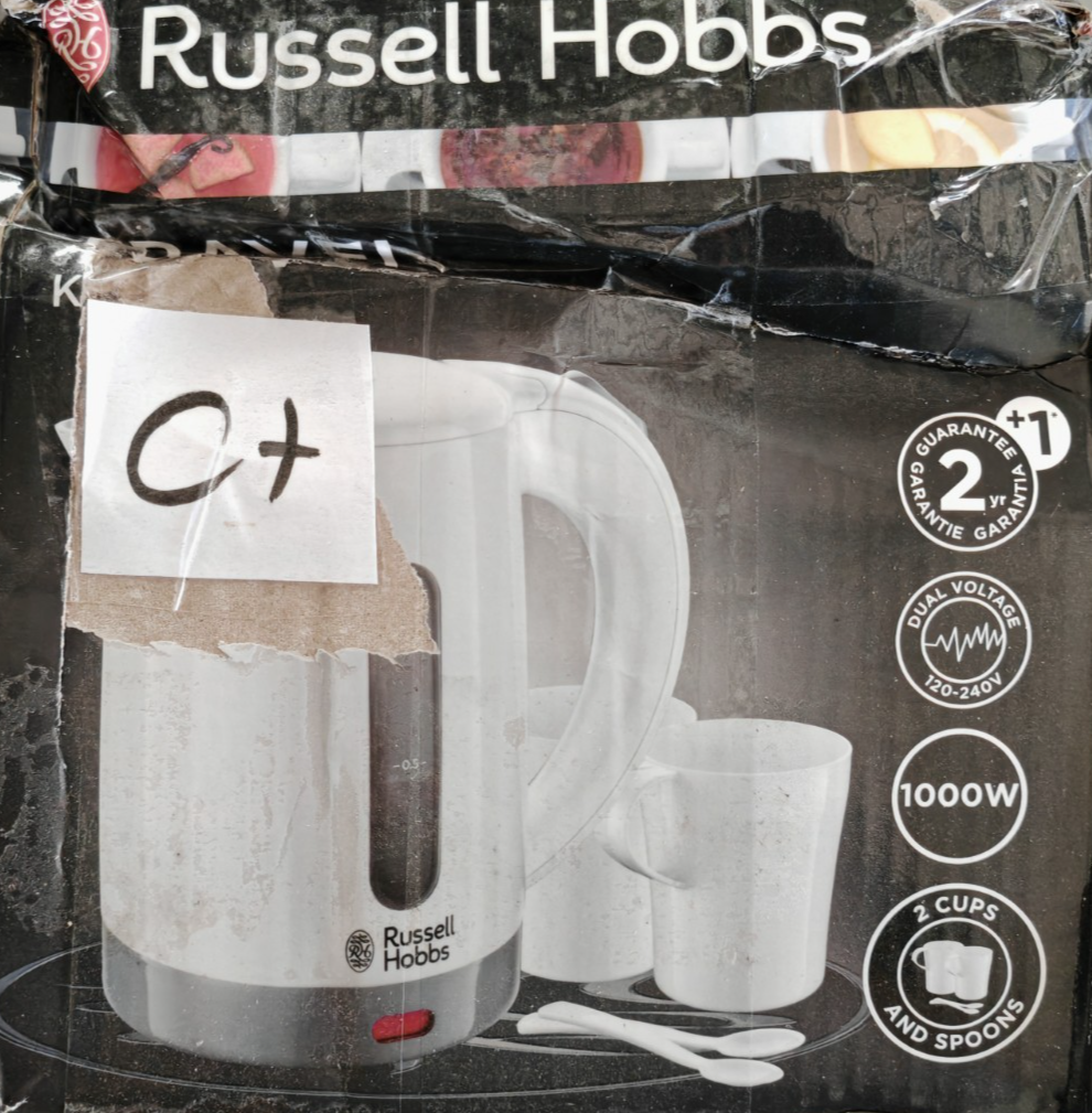 Russell Hobbs Reisewasserkocher 0,85L 1000W 2 Tassen Camping Weiß B8