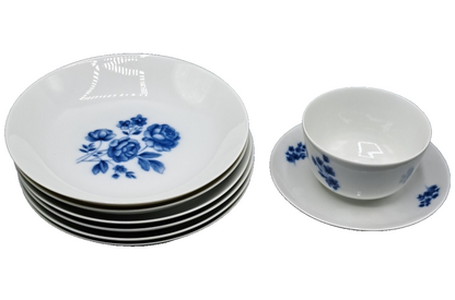 Arzberg Porzellan Kaffeeservice Blau Rosen Vintage Geschirr Set