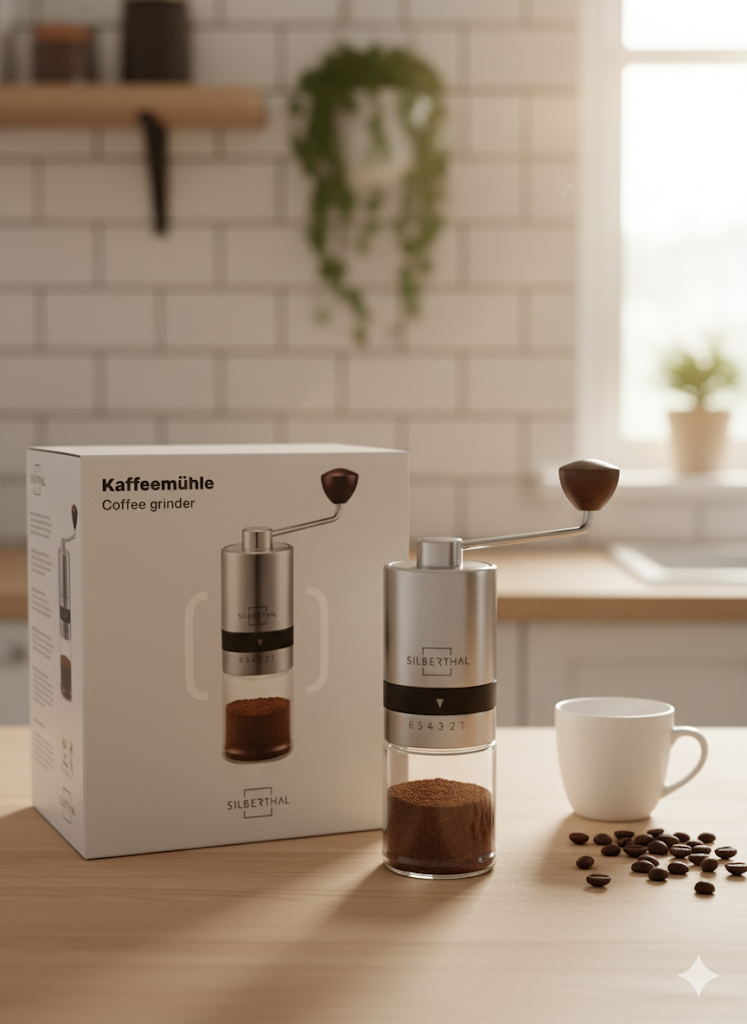 SILBERTHAL Manuelle Kaffeemühle mit Kegelmahlwerk aus Edelstahl