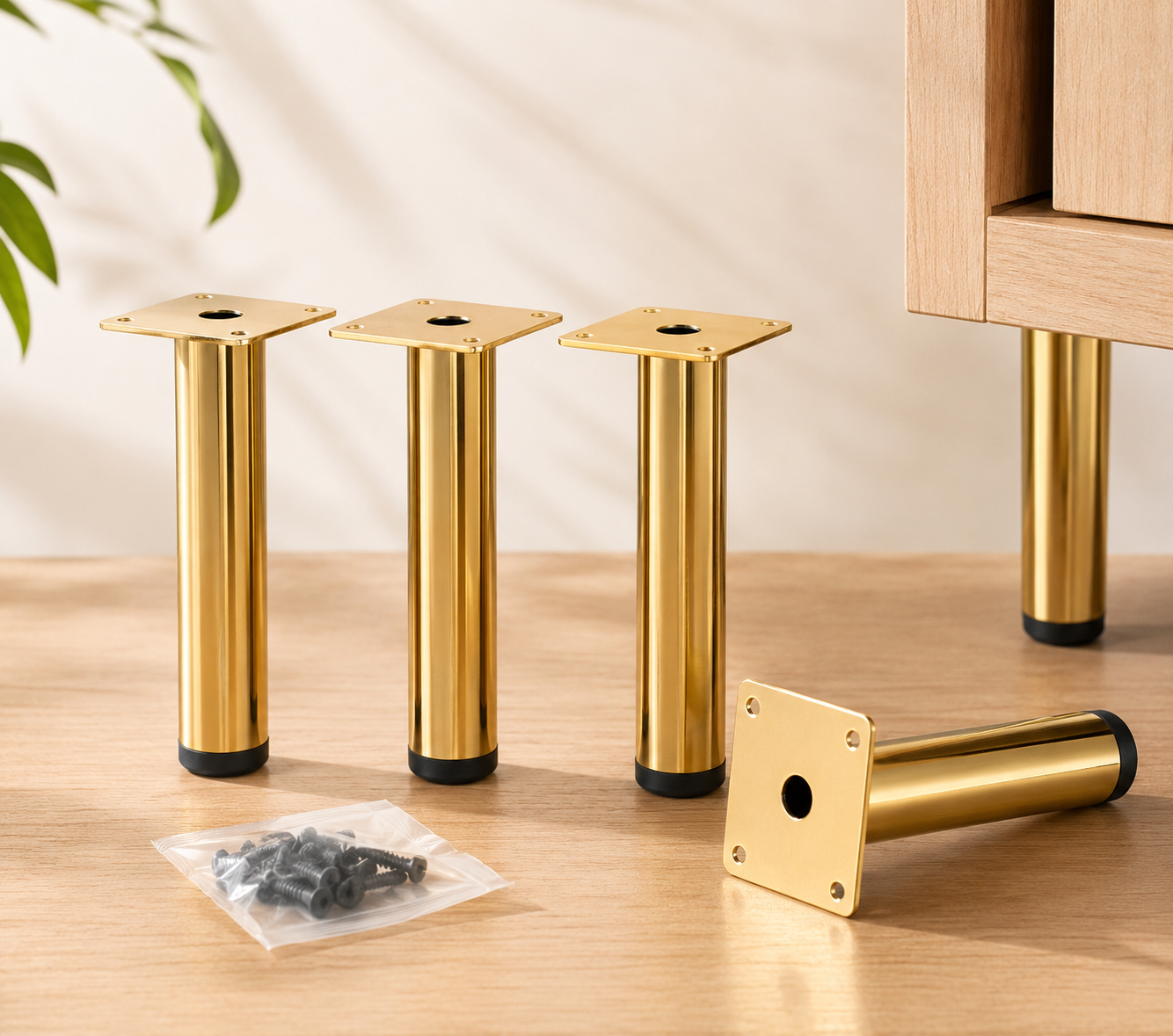 Fetzcm Schrankfüße 4 Stück Gold 25cm Möbelfüße Tischbeine Metall