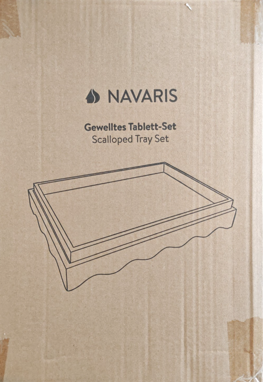 2er Navaris Bambus Tablett Set Gewellt Holz Serviertablett Deko Bett C05