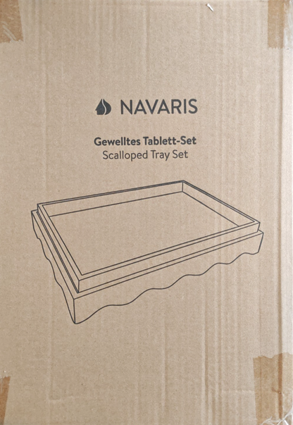 2er Navaris Bambus Tablett Set Gewellt Holz Serviertablett Deko Bett C05